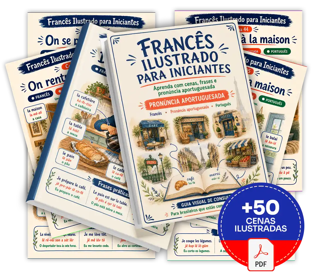 Mockup principal do Francês Ilustrado para Iniciantes